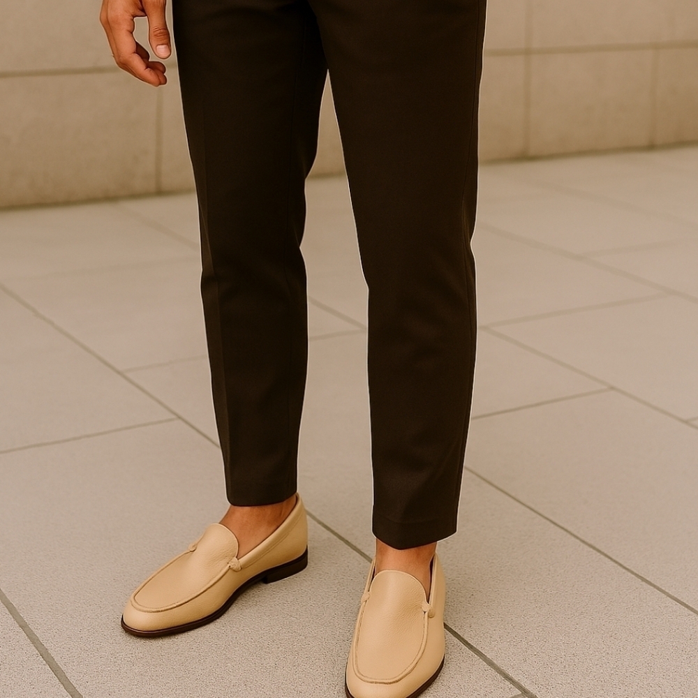 REG COMPANY made in Italy Beige Leather Men Loafers Size US 9/EUR 42